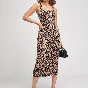 Mulvari Split Hem Leopard Pattern Dress